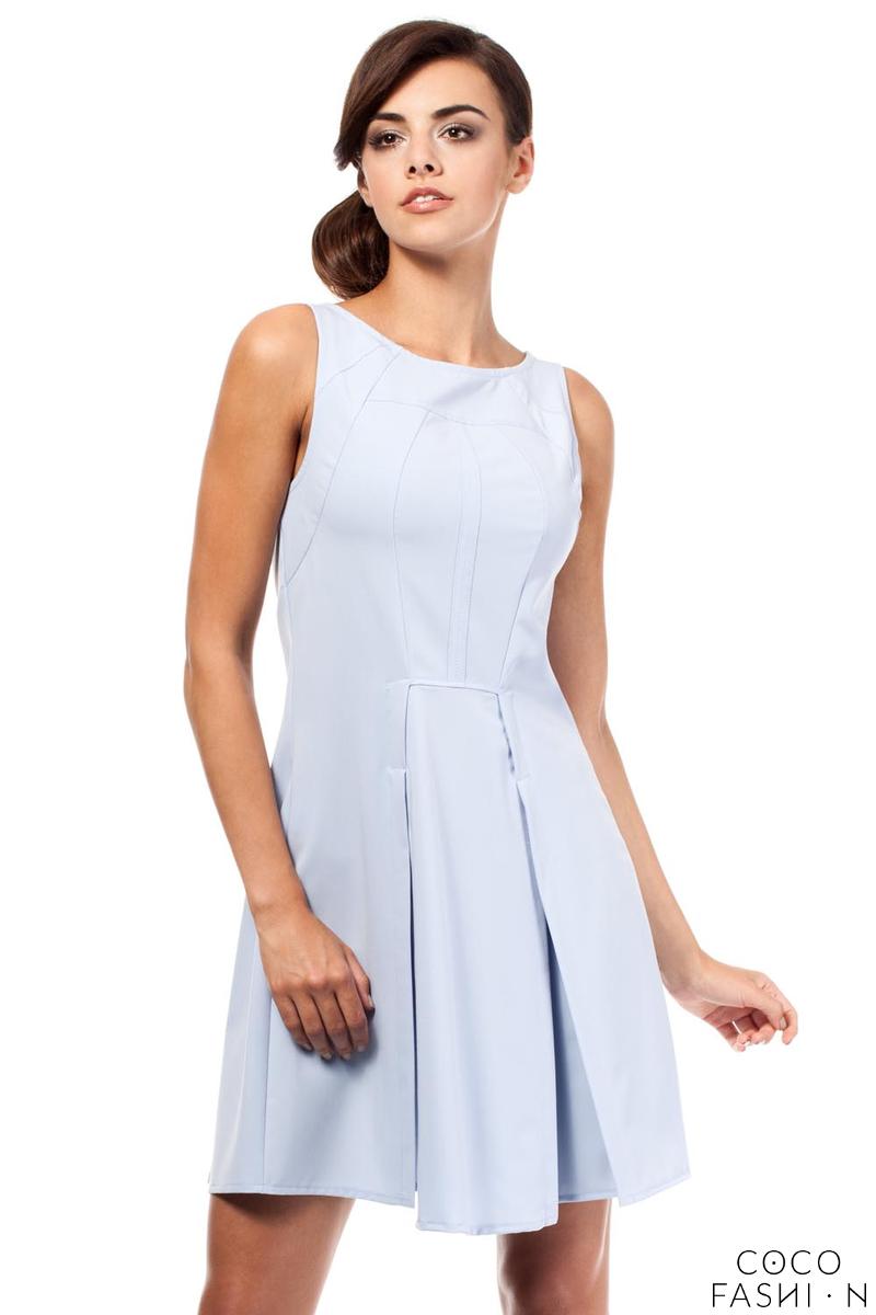 Comprar Sky Blue Sleeveless Pleated Round Neckline Dress al mejor precio