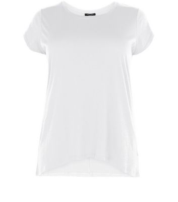 Comprar Curves White Dip Hem T-Shirt al mejor precio