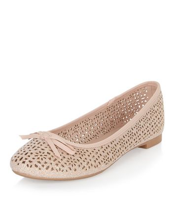 Comprar Pink Glitter Laser Cut Out Ballet Pumps al mejor precio