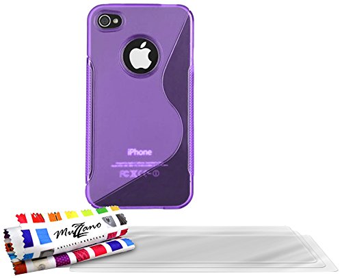 Comprar Muzzano F09S03-095829 - Funda para Apple iPhone 4, con 3 protectores de pantalla, color violeta al mejor precio