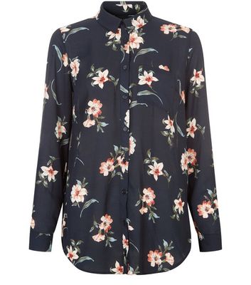 Comprar Black Floral Print Long Sleeve Shirt al mejor precio