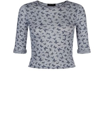 Comprar Girls Grey Butterfly Print 3/4 Sleeve Top al mejor precio