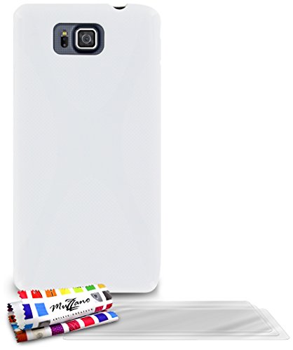 Comprar Muzzano F840894 - Funda para Samsung Galaxy Alpha, incluye 3 protecciones de pantalla, color blanco al mejor precio