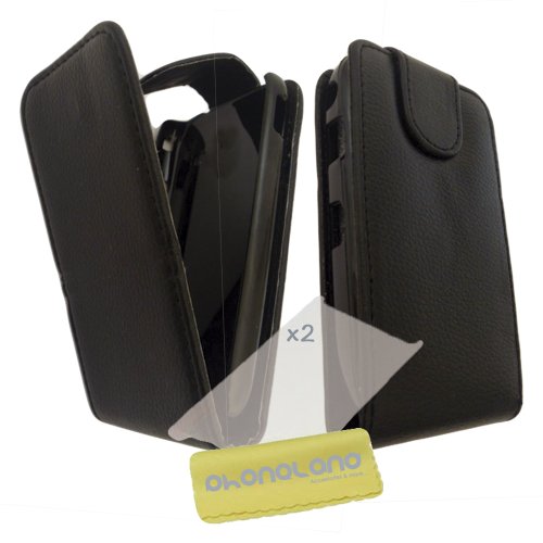 Funda de Piel para LG Optimus F5 (P875) Color Negro + 2 Protectores