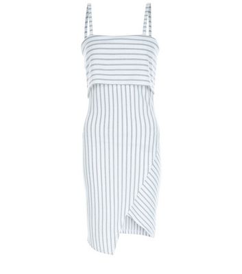 White Stripe Layered Bodycon Dress