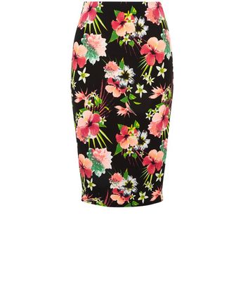 Comprar Black Floral Tropical Print Pencil Skirt al mejor precio