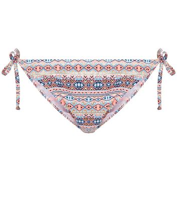 Comprar Pink Foil Global Print Tie Side Bikini Bottoms al mejor precio