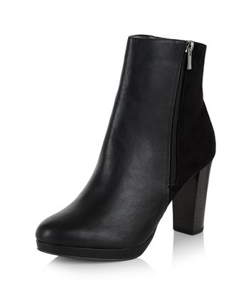 Comprar Black Suedette Panel Block Heel Ankle Boots al mejor precio