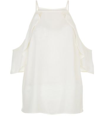 Comprar Cream Ruffle Trim Cold Shoulder Top al mejor precio