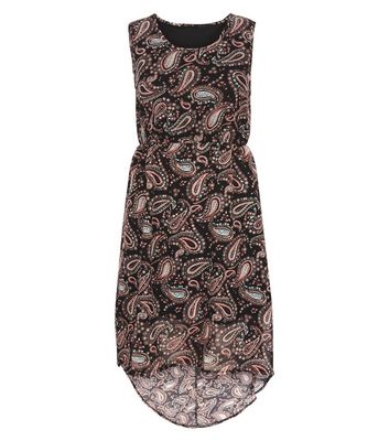 Comprar Mela Black Paisley Print Dip Hem Dress al mejor precio