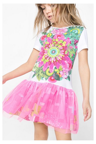 Comprar Desigual - Mujer - Vestido con falda tul rosa para niña - Ciudaddelcabo - Size 7/8 al mejor precio