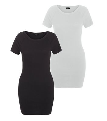 Comprar Tall Black and Grey Short Sleeve Ribbed Tunic Top al mejor precio