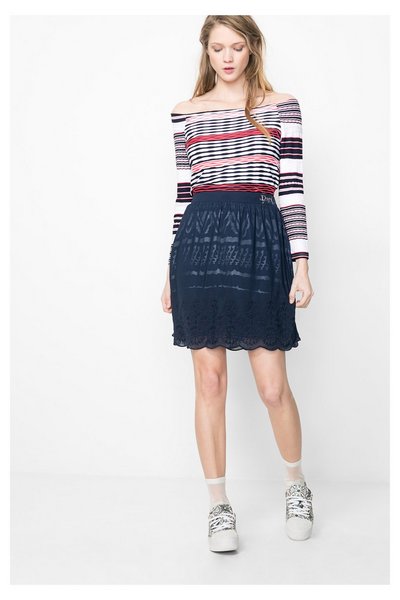 Comprar Desigual - Mujer - Falda plisada azul marino - Aetos - Size 34 al mejor precio