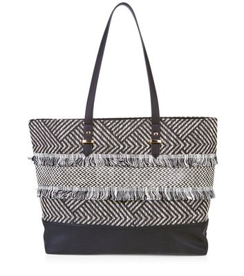 Comprar Black Textured Fray Trim Shopper Bag al mejor precio