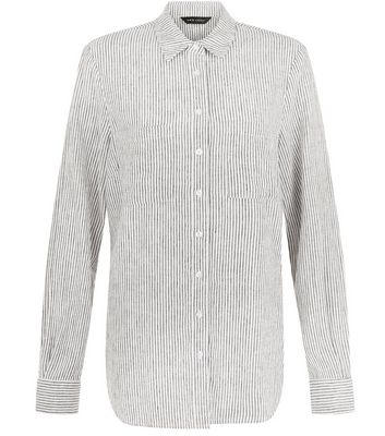 Comprar White Linen Stripe Dip Back Shirt al mejor precio