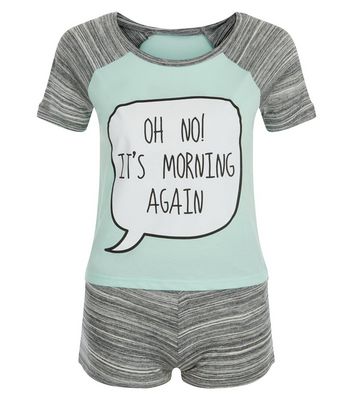 Comprar Teens Mint Green Oh No It's Morning Print Pyjama Set al mejor precio