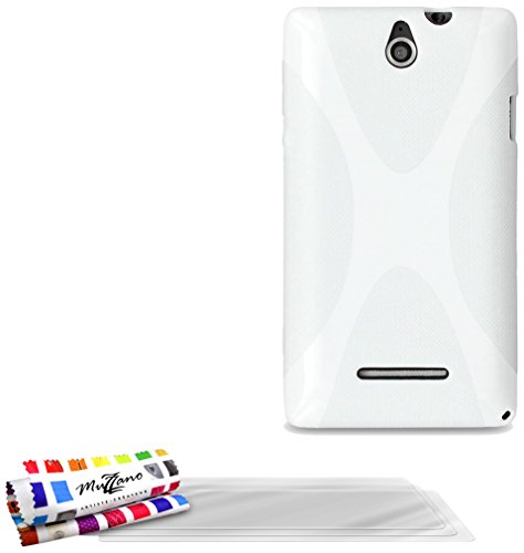 Comprar Muzzano F7187 - Funda para Sony Xperia E + 3 protecciónes de pantalla, color blanco al mejor precio