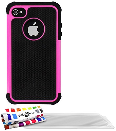 Comprar Muzzano F14207 - Funda para Apple iPhone 4, incluye 3 protectores de pantalla, color rosa caramelo al mejor precio