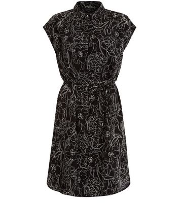 Comprar Black Floral Print Shirt Dress al mejor precio