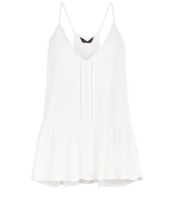 Comprar White Embroidered Trim Peplum Cami al mejor precio