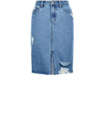 Comprar Blue Denim Ripped Pencil Skirt al mejor precio