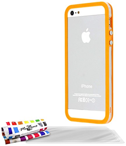 Comprar Muzzano F19432 - Funda para Apple iPhone 5, incluye 3 protectores de pantalla, color naranja al mejor precio