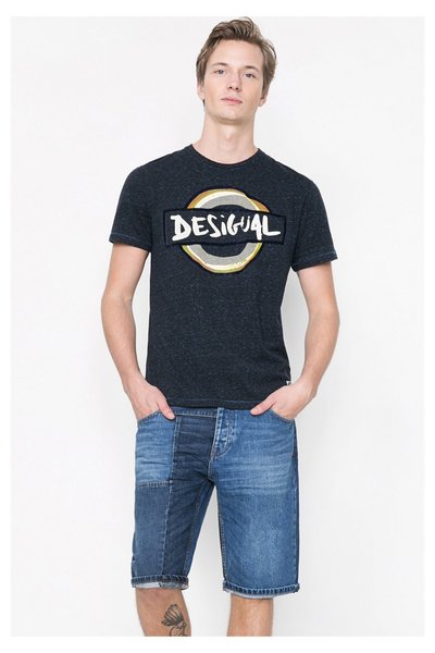 Comprar Desigual - Hombre - Camiseta azul jaspeada para hombre - Suburbano - Size XXL al mejor precio