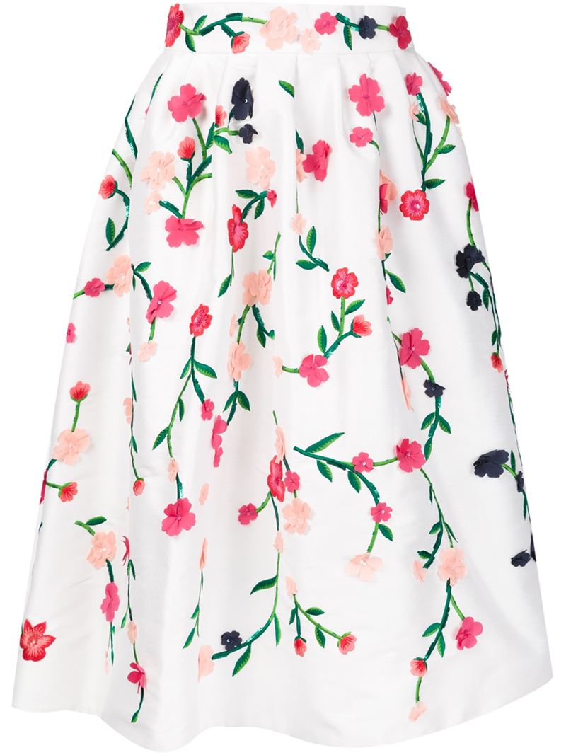 Comprar Monique Lhuillier Falda Con Bordado Floral al mejor precio