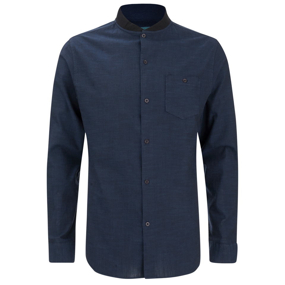 Comprar Brave Soul Men's Oakley Collarless Long Sleeve Shirt - Ink/Navy - S al mejor precio