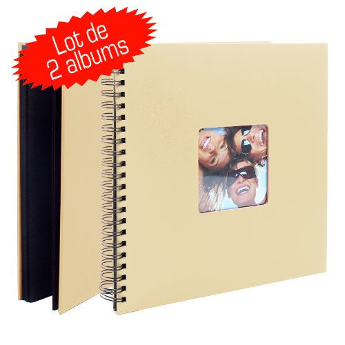 Comprar Juego de 2 álbumes de fotos de espiral Fun Beige 30 x 30 50 páginas negras al mejor precio