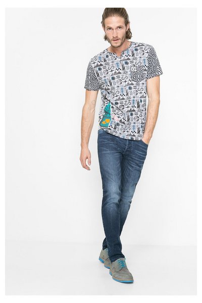 Comprar Desigual - Hombre - Camiseta estampada con cuello V - Panacor Steven - Size XXL al mejor precio
