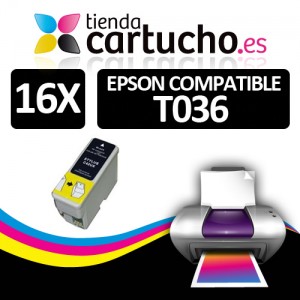 Comprar PACK 16 CARTUCHOS COMPATIBLE EPSON T036PACK 16 CARTUCHOS COMPATIBLE EPSON T036 al mejor precio