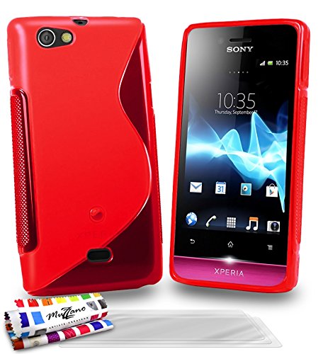 Comprar Muzzano F5805 - Funda para Sony Xperia Miro + 3 protecciónes de pantalla, color rojo al mejor precio