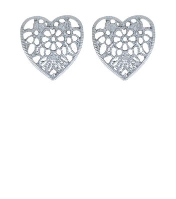 Comprar Silver Filigree Heart Stud Earrings al mejor precio
