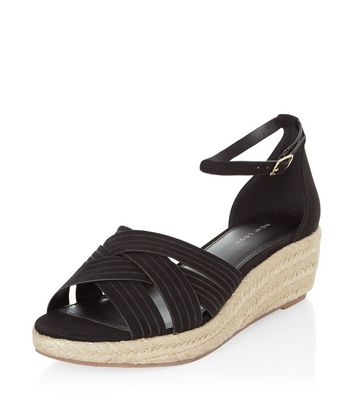 Comprar Black Suedette Cross Strap Ankle Strap Flatform Espadrilles al mejor precio