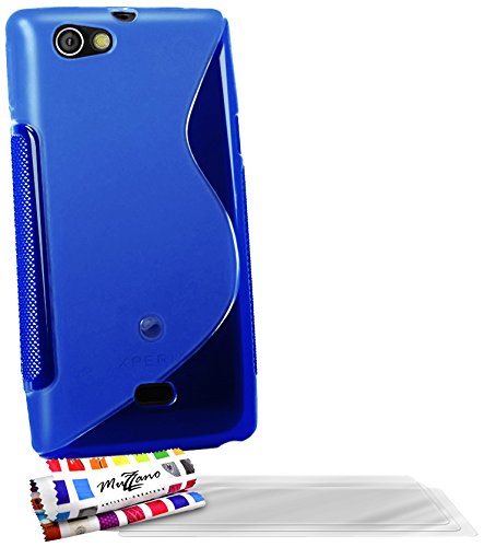 Comprar Muzzano F5817 - Funda para Sony Xperia Miro + 3 protecciónes de pantalla, color azul al mejor precio