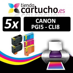 Comprar PACK 5 CANON PGI-5 CLI-8 (ELIJA COLORES) CARTUCHOS COMPATIBLES CANON PGI-5 CLI-8PACK 5 CANON PGI-5 CLI-8 (ELIJA COLORES) CARTUCHOS COMPATIBLES CANON PGI-5 CLI-8 al mejor precio