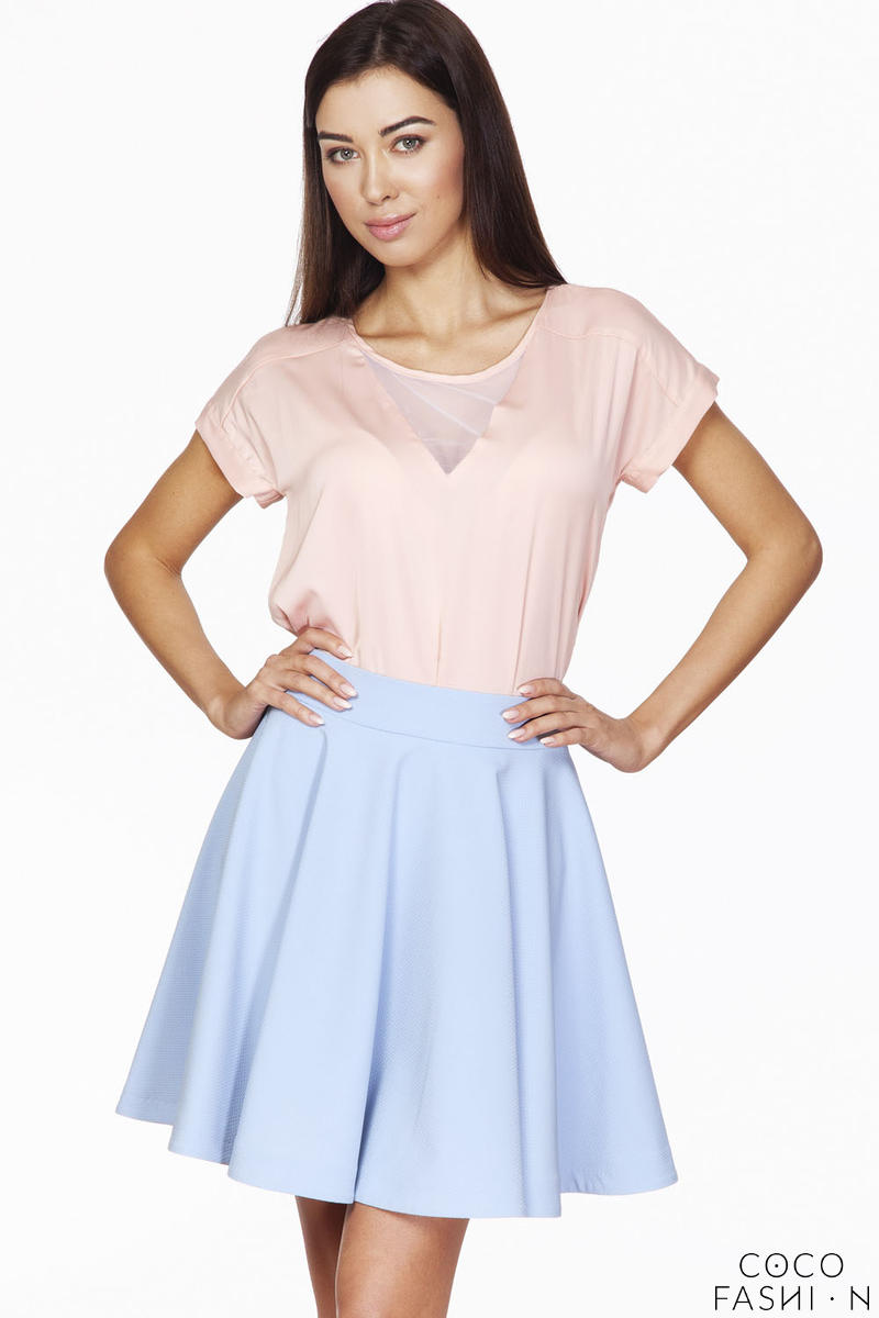 Comprar Pink Short Sleeves Blouse with Transparent Neckline al mejor precio