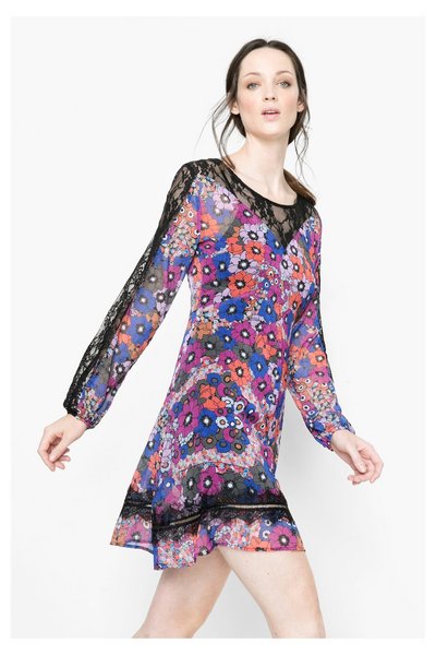 Comprar Desigual - Mujer - Vestido estampado con encaje - Dagoberto - Size 42 al mejor precio