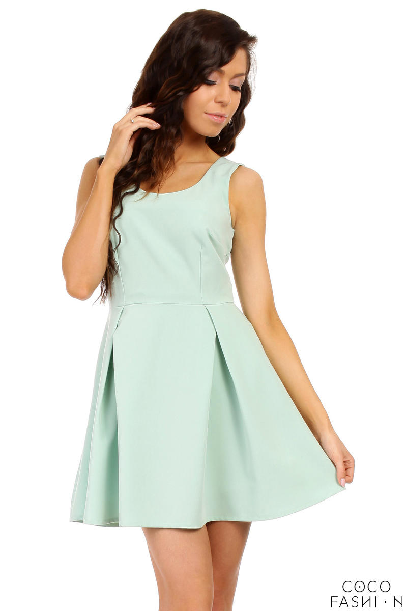 Comprar Mint Sleeveless Pleated Korean Flippy Dress al mejor precio
