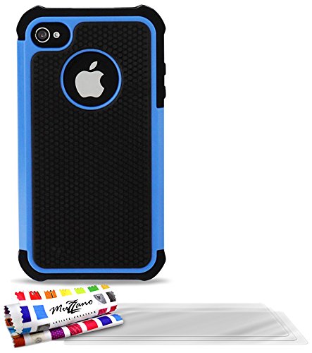 Comprar Muzzano F14167 - Funda para Apple iPhone 4, incluye 3 protectores de pantalla, color azul al mejor precio