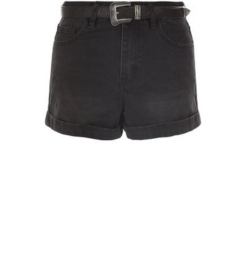 Comprar Black Turn Up Belted Mom Denim Shorts al mejor precio
