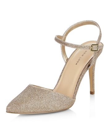 Comprar Gold Glitter Sling Back Pointed Heels al mejor precio