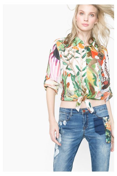 Desigual - Mujer - Camisa con print tropical - Bombay - Size L