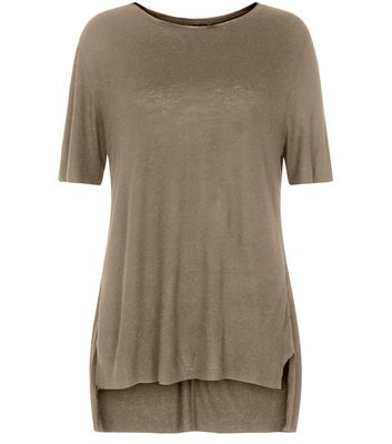 Comprar Khaki Raw Step Hem Boyfriend T-Shirt al mejor precio