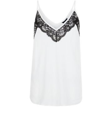 Comprar Cream Lace Trim Deep V Neck Cami al mejor precio