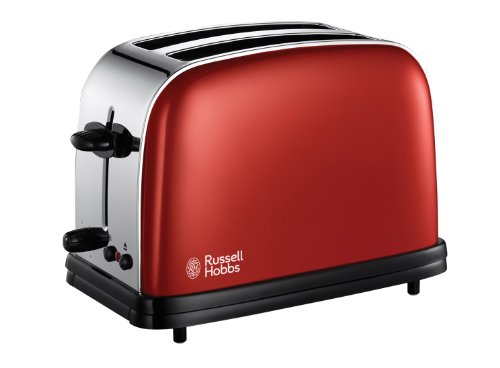 Comprar Russell Hobbs 18951-56  - Tostadora de acero inoxidable, 1100 W, soporte calienta panecillos, función cancelar y descongelar, color rojo al mejor precio