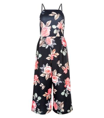 Comprar Black Floral Print High Neck Culotte Jumpsuit al mejor precio