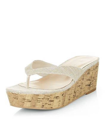 Comprar Silver Textured Flatform Cork Sandals al mejor precio
