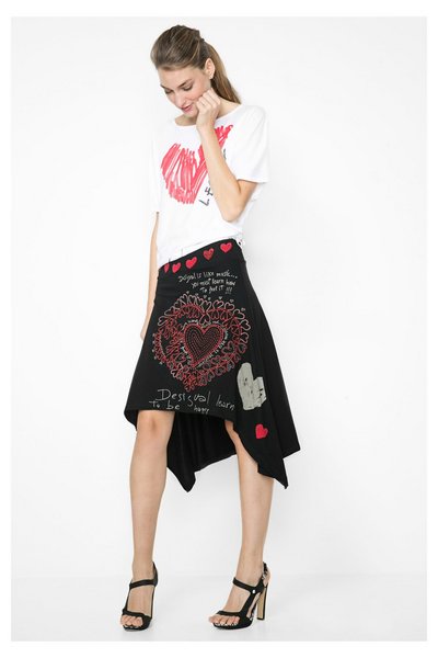 Comprar Desigual - Mujer - Falda negra con corazones - Laila - Size L al mejor precio
